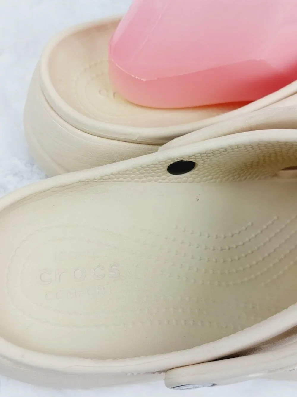 Crocs Women's Beige Baya Platform Adjustable Slip-On Casual Clogs Size 10